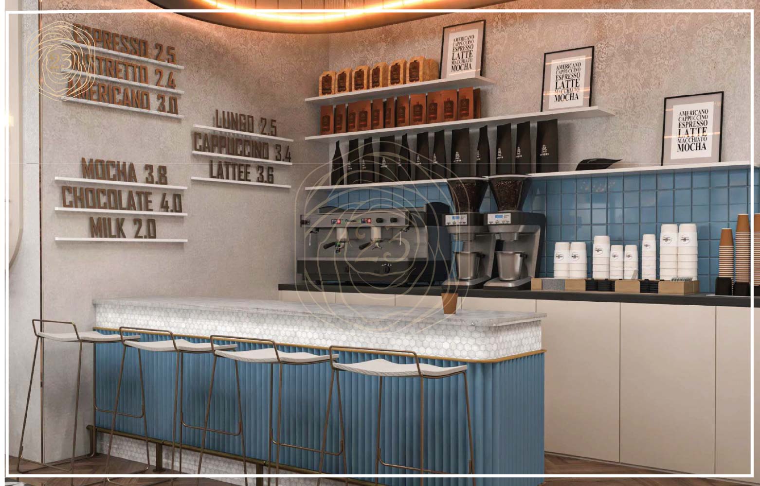 تصميم ديكور كافتيريا في إسطنبول